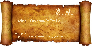Mudri Annamária névjegykártya